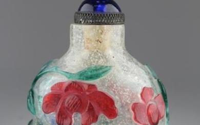 Four-Color "Snowflake" Overlay Glass Snuff Bottle