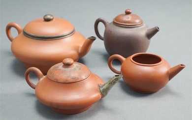 Four Yixing Ware Miniature Teapots