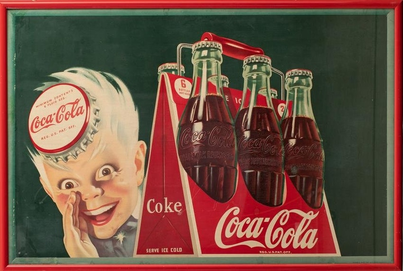 Framed vintage Lithograph Coca-Cola Advertising Sign, marked in lower left "Copyright 1946 by the