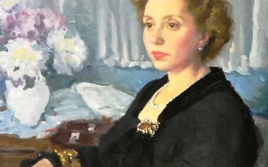 Francesc Serra Castellet (1912-1976) - Interior con mujer.