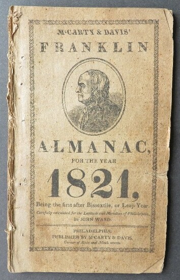 Franklin Almanac 1821 Philadelphia, McCarty and Davis