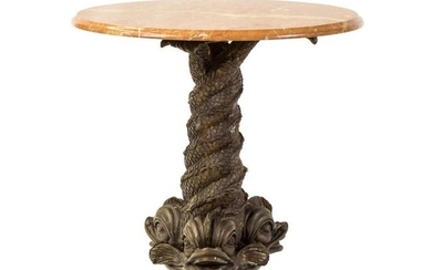 French Art Deco Bronze Marble Foyer Coffee Table