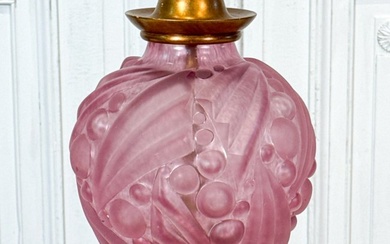 French Art Deco Pink Glass Table Lamp