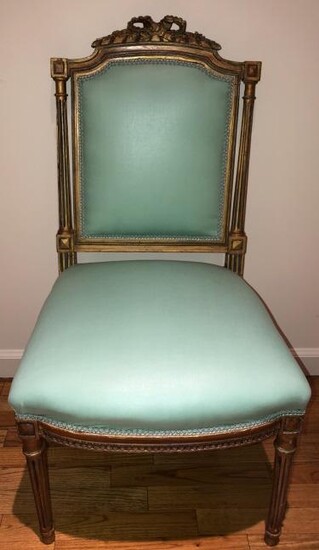 French Provencal Carved Upholstered Side Chair