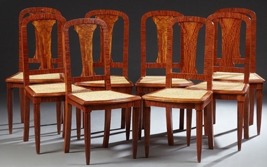 French Set of Eight Louis XVI Style Elm Dining Chairs