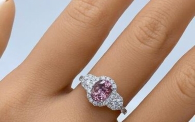 GIA Pink Sapphire And Diamond Ring