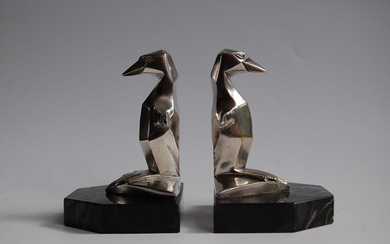 Gaston Bourcart - Art deco bookends - stylized penguins (2)