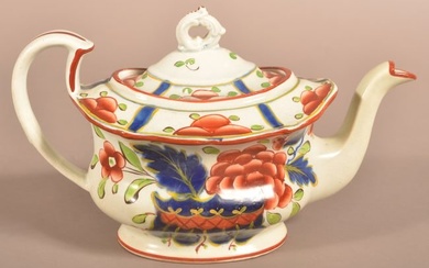 Gaudy Dutch China War Bonnet Pattern Teapot.