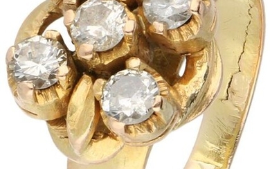 Geelgouden ring, met ca. 0.52 ct. Diamant 14 kt.