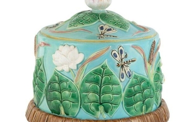 George Jones Turquoise-Ground Majolica Pond Lily and
