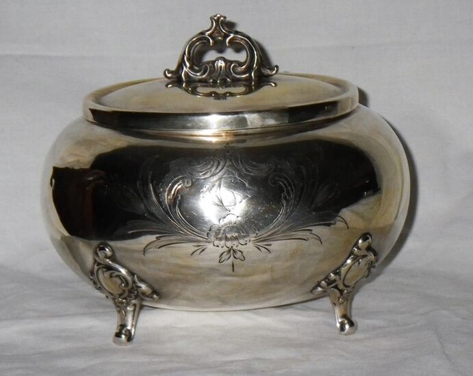 German Silver Sugar Box - .800 silver - Germany - Late 19th/ early 20th century
