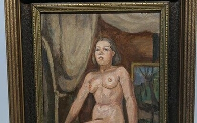 Gerrit Sinclair Nude Woman Oil on Board Painting