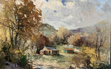 Geza Gordon Marich, Oil On Canvas, Cabin Landscape