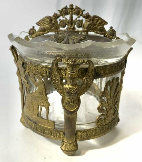 Glass & Brass Ornate Lidded Vessel