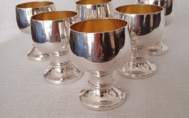 Goblet, Set of 6 Shot Glasses (6) - .800 silver - Brandimarte - Italy - Mid 20th century