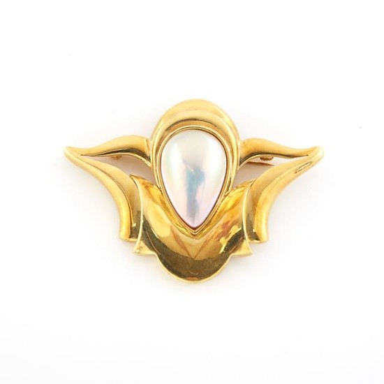 Gold and Cultured Pearl Pin