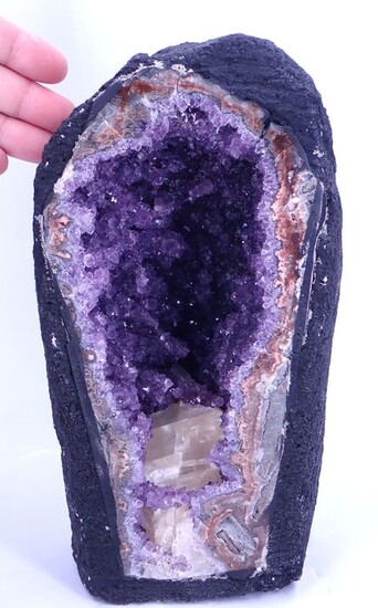 Gorgeous AAA ++ amethyst druse Uruguay, with Calcite Crystal - 255×145×115 mm - 4890 g