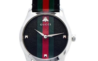 Gucci G-Timeless YA1264079 - G-Timeless Quartz Black Dial Leather Men's Watch