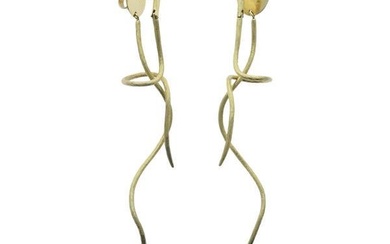 H. Stern Zephyr 18k Brushed Gold Long Drop Earrings
