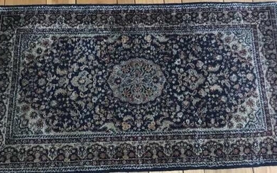 Hand Knotted Persian Throw Rug w Central Medallion