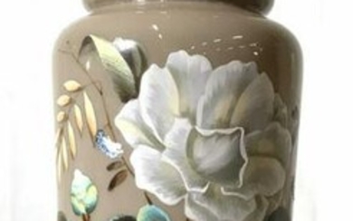 Hand Painted Footed Art Glass Vase