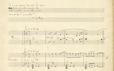 Henri DUPARC. MANUSCRIT MUSICAL autographe…
