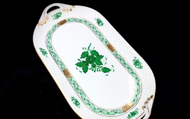 Herend - Exquisite Serving Platter (23,4 cm) - Chinese Bouquet Apponyi Green - Platter - Hand Painted Porcelain