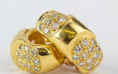 Hermes 18k Gold & .50 CTTW Diamond Earrings VTG