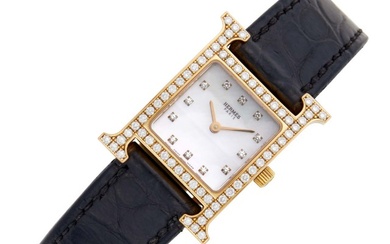 Hermès Paris Gold and Diamond 'Heure H' Wristwatch, Ref. HH1.271