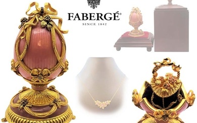 House Of Faberge Sterling Silver 'Rose Bouquet Egg' With Wearable Necklace Flower Piece