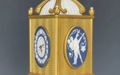 IMPERIAL FABERGE STERLING SILVER AND LAPIS CLOCK