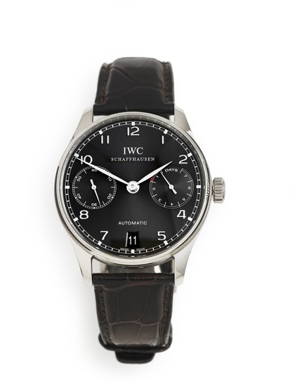 IWC: A gentleman's wristwatch of 18k white gold. Model Portuguese, ref. IW500106. Mechanical movement with automatic winding, cal. C.51011. 2009.