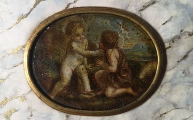 Infant Jesus and San Giovannino - Baroque - Copper - 17th century
