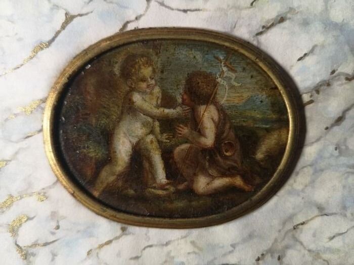Infant Jesus and San Giovannino - Baroque - Copper - 17th century
