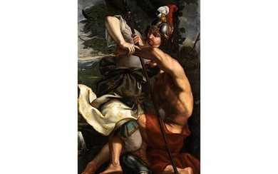 Italienischer Maler des 17. Jahrhunderts, KAMPF EINES GRIECHEN MIT EINEM BARBAREN