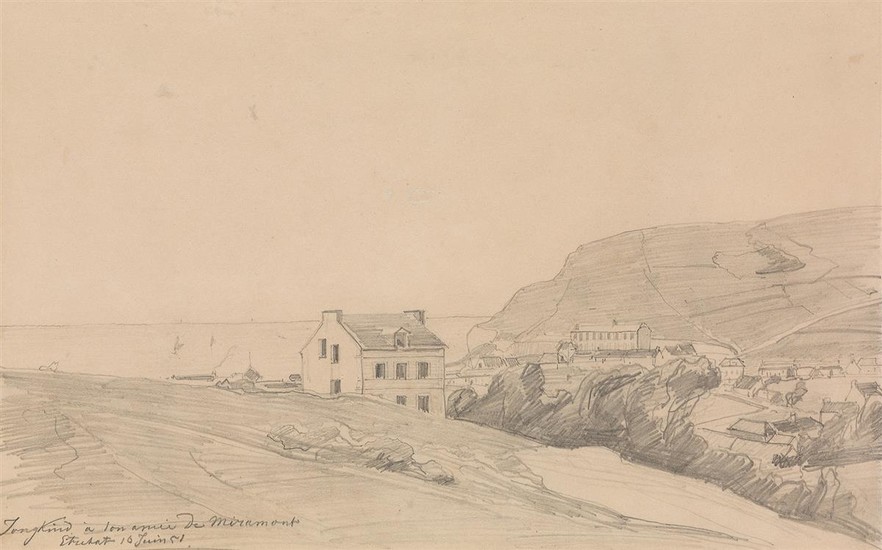 JOHAN BARTHOLD JONGKIND (Overijssel 1819-1891 Saint-Égrève) A Landscape near Miramont. Pencil on cream...