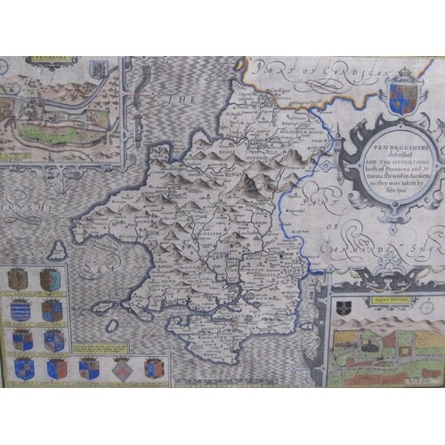 JOHN SPEED. An engraved Map of 'Pembrokshyre (sic) described...