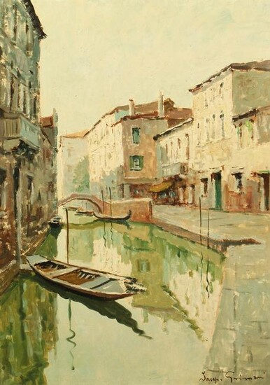 Jacapo Grimani? A Venetian canal scene, oil on canvas