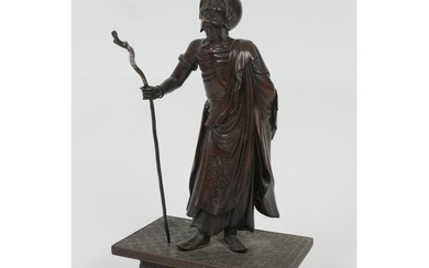 Japanese bronze figure of a blind traveller, Meiji (1868-191...