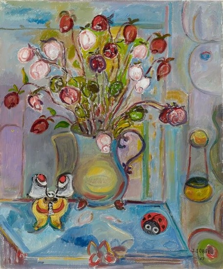 Jehudith Sobel Polish, 1924-2012 Still Life with Flowers, a Butterfly and a Ladybug, 2007