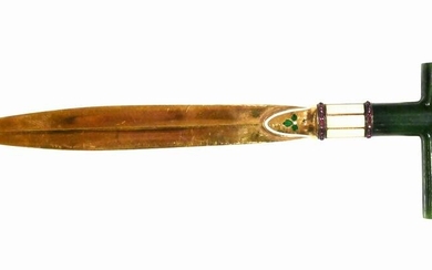 Jeweled Gold Nephrite and Enameled Letter Opener