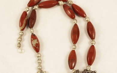 Jewellery, Necklace (1) - High-grade silver, jasper - India - Mid 20th century