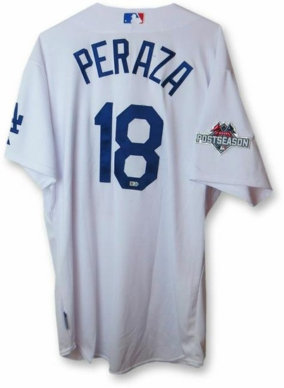 Jose Peraza Team Issue Jersey Dodgers Home White 2015 Playoff #18