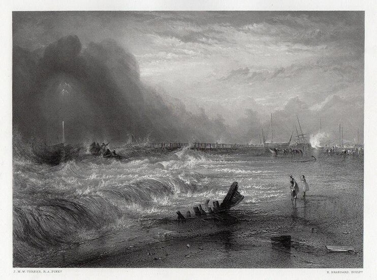 Joseph Mallord William Turner 1863 Engraving Yarmouth signed