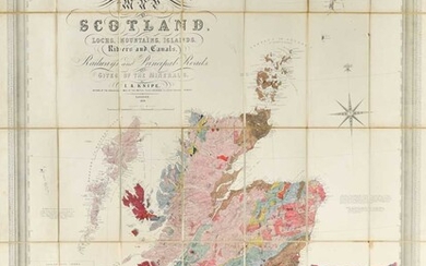 KNIPE (J A) Geological Map of Scotland, Lochs, Mountains, Islands, Rivers and Canals. The Railways