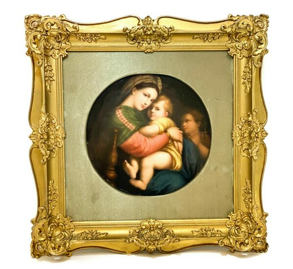 KPM Porcelain Round Plaque - Madonna & Child, 19th C