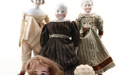 Kestner 166 Head with Biedermeier Style with Other Tinted Bisque Dolls