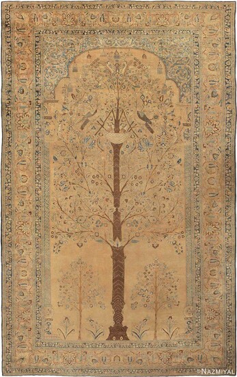 LARGE ANTIQUE PERSIAN 'TREE OF LIFE' KHORASSAN CARPET. 22 ft 2 in x 13 ft (6.76 m x 3.96 m).