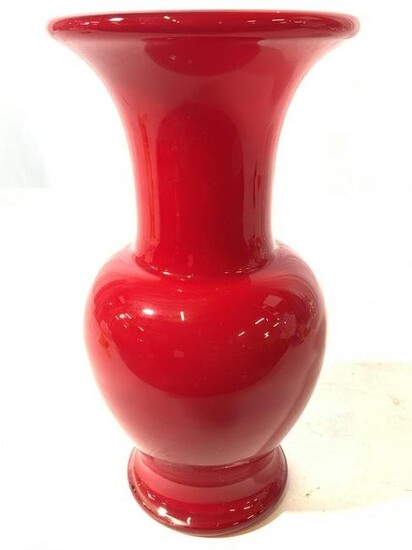 LASLO FOR MIKASA Red Art Glass Centerpiece Vase