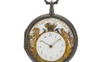 LE ROI & FILS | A QUARTER REPEATING CLOCK WATCH WITH JACQUEMARTS IN LATER SILVER CASE CIRCA 1780 AND LATER, NO. 6958